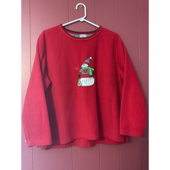 Jenny Buchanan Fleece Snowman & Cardinal Sweatshirt Large 90’s - Picture 7 of 9